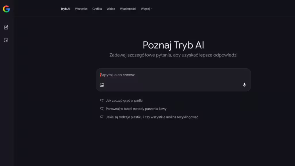 Wyszukiwarka Google z opcją AI Mode